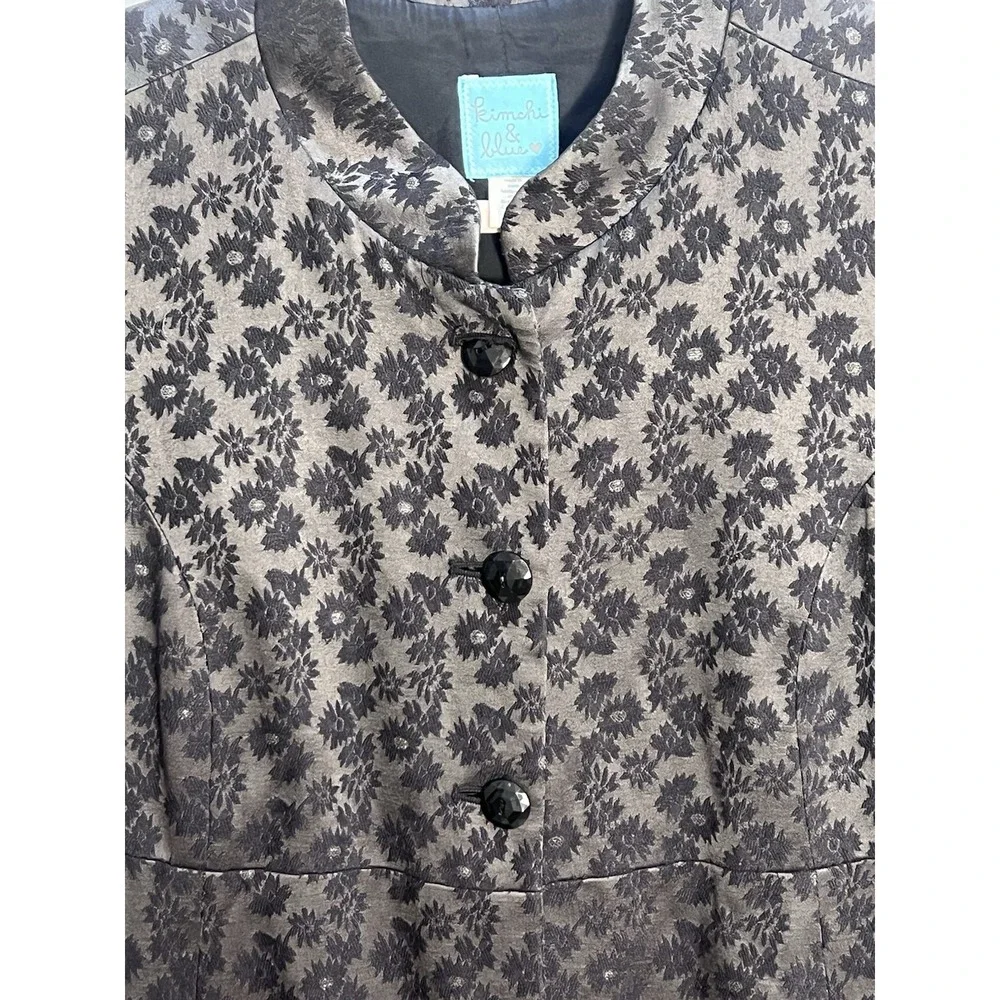 Kimchi & Blue Medium Black Jacquard Floral Coat with Pockets Twee‎ Whimsigoth